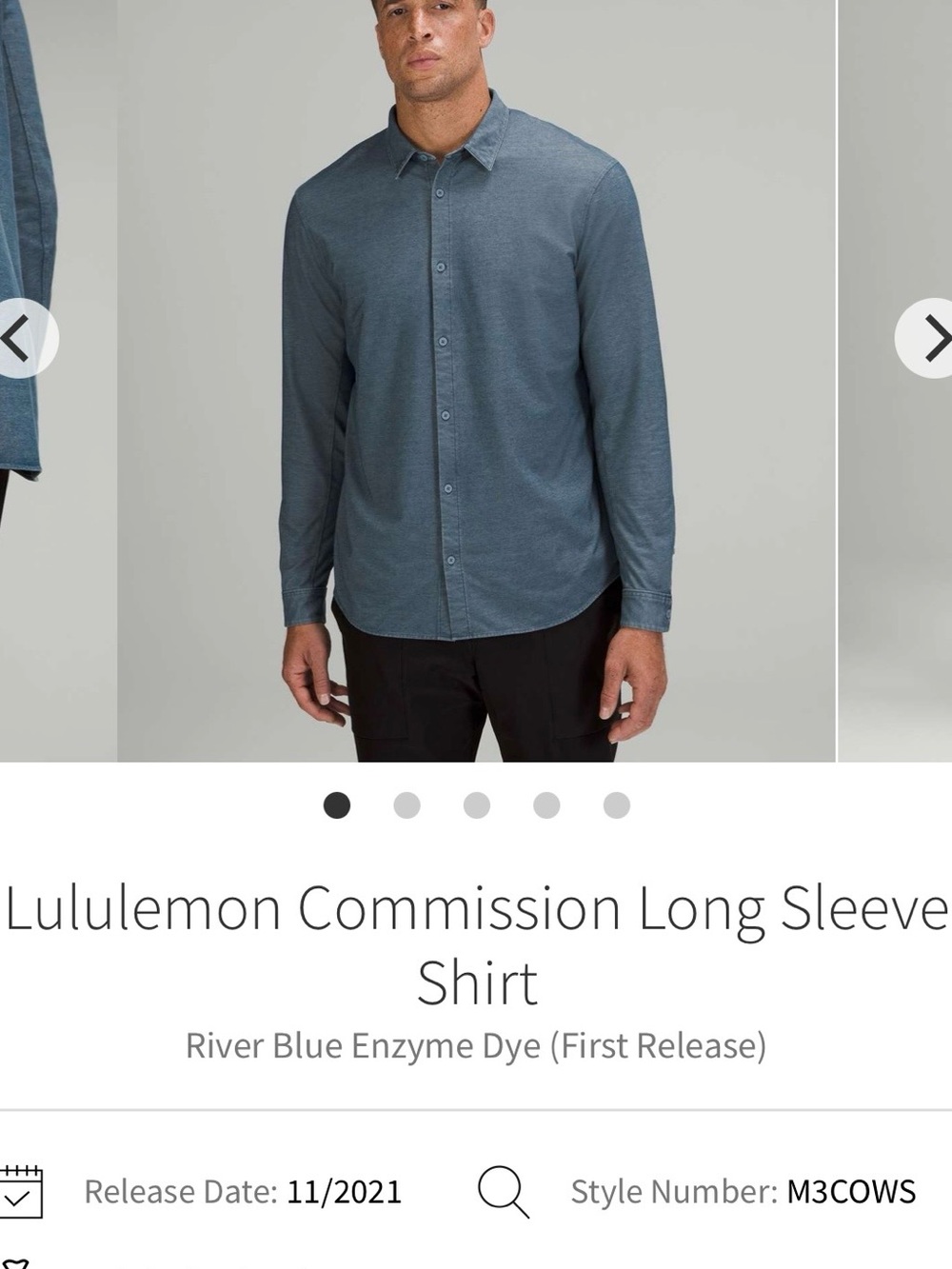 lululemon athletica Men's Commission Long Sleeve Shirt - River Blue